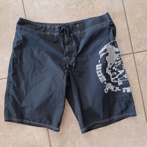 DIESEL Size XXL  Black Only The Brave Swimwear Trunks Beach Surf Board Shorts